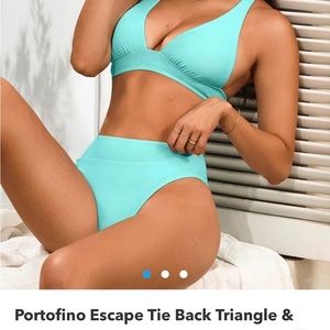 Cupshe Portofino Escape Tie Back Triangle & Extra Cheeky Bikini Set